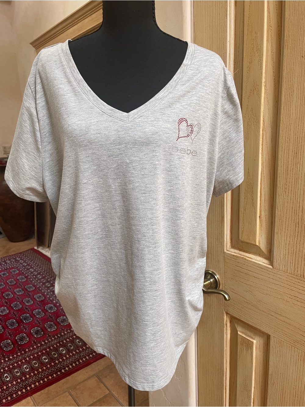 Bebe sport rhinestone V-neck tee